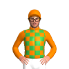 Orange, Green Checks, Orange Sleeves And Cap