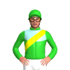 Lime Green, Pale Blue Yoke, Yellow Sash