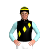 Black, Yellow Diamond Sash, Pale Blue Sleeves, Black And Yellow Hooped Cap, Pale Blue Pom Pom