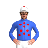 Royal Blue, Red And White Spots, White Cap, Red Pom Pom