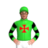 Lime Green, Red Maltese Cross, Black Hooped Sleeves