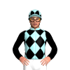 Pale Blue, Black Diamonds, Black Sleeves, Pale Blue Cap, Black Diamonds