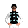 Black, Pale Blue Stars, White Sleeves And Black Cap