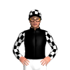Black, White Checked Sleeves And Cap