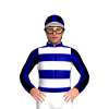 Navy Blue, White Hoops, Black Golf Club Symbol, Striped Sleeves And Cap