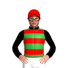 Black, Red And Green Hoops, Red Cap