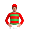 White, Red And Green Hoops, Red Sleeves And Cap