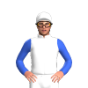 White, Capri Racing And Syndications Logo, Royal Blue Sleeves And Cap