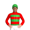 Red And Green Hoops, Green Cap