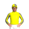 Yellow, Five Grey Diamonds, Striped Sleeves And Quartered Cap