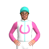 White, Turquoise Seams, Hot Pink Horseshoe And Heads Sleeves, Turquoise Cap, Hot Pink Horseshoes