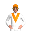 White, Orange V And Cap