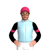 Light Blue, Black Sleeves, Cerise Armbands And Cap