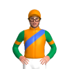 Tangerine, Royal Blue Sash, Emerald Green Sleeves, Tangerine Armbands And Cap