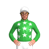 Green, White Stars And Cap