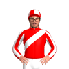 Red, White Sash, Striped Sleeves, Quartered Cap
