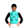 Turquoise, Black Horse Heads Inside Horseshoes, Black With Turquoise Dots Sleeves And Cap