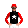 Black, White Star, Red Sleeves And Cap