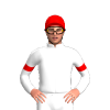 White, Red Armbands And Cap