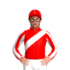 Red, White Sash, Striped Sleeves, Seams Cap