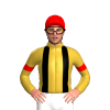 Gold, Black Braces, Red Armbands And Cap