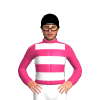 Pink, White Hoops, Black Cap