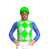 Lime, Silver Diamonds, Royal Blue Sleeves, Silver Horseshoes, Lime Cap