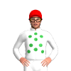 White, Green Spots, Red Cap