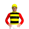 Yellow, Black Hoops, Red Sleeves