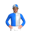 Silver And Blue Jagged Vertical Halves, FF Lettering, Blue Sleeves, Quartered Cap