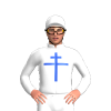 White, Royal Blue Cross Of Lorraine