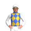 Royal Blue, Gold Diamonds, White Sleeves And Cap