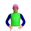 Lime Green, Navy Blue Sleeves, Hot Pink Cap