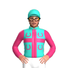 Turquoise, Pink Outline Cross, Pink Horseshoes And Whips On Sleeves