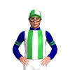 Navy Blue, Bottle Green And White Stripes, White Shamrock, Green And White Armbands, Quartered Cap