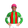 GREEN, RED STRIPES, GREEN SLEEVES, WHITE DOUBLE ARMBAND, Pink cap