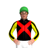 BLACK, RED CROSSED SASHES, YELLOW SLEEVES, BLACK STRIPE, Green cap
