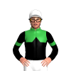 GREEN, BLACK HALVED, BLACK DIAMOND BAND, BLACK SLEEVES, GREEN ARMBAND, COLLAR, White cap