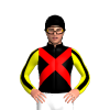 BLACK, RED CROSSED SASHES, YELLOW SLEEVES, BLACK STRIPE, Black cap