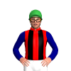 RED,BLACK STRIPES,NAVY BLUE SLEEVES, Green cap