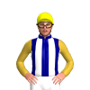 NAVY, WHITE STRIPES, GOLD SLEEVES, Yellow cap