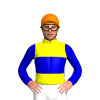 YELLOW, MEDIUM BLUE BAND, SLEEVES, Orange cap