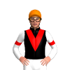 BLACK, RED VEE, WHITE SLEEVES, RED ARMBANDS, Orange cap