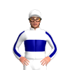 WHITE, NAVY BAND, STRIPE SLEEVES, White cap