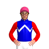 MEDIUM BLUE, WHITE ZIGZAG CHEVRON, RED SLEEVES, Pink cap