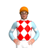 WHITE, RED DIAMOND CHECKS, LIGHT BLUE SLEEVES, WHITE ARMBANDS, Orange cap