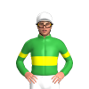 GREEN, YELLOW DOUBLE BAND, YELLOW ARMBANDS, White cap
