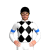 WHITE, BLACK DIAMOND CHECK, WHITE SLEEVES, BLUE ARMBANDS, Black cap