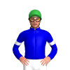 MEDIUM BLUE, SLEEVES, WHITE ARMBANDS, Green cap