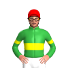 GREEN, YELLOW DOUBLE BAND, YELLOW ARMBANDS, Red cap